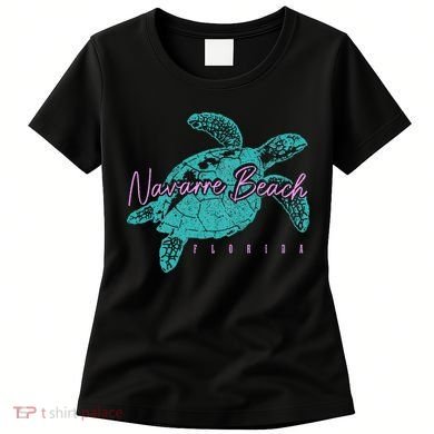 Navarre Beach Florida FL Sea Turtle Surfer Diving Vintage Women's T-Shirt