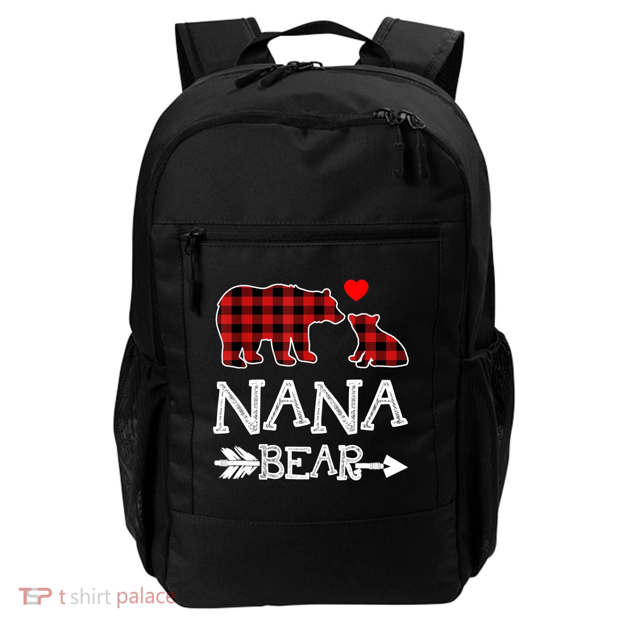 Nana Bear Gift Red Buffalo Plaid Grandma Bear Pajama Funny Gift Backpack