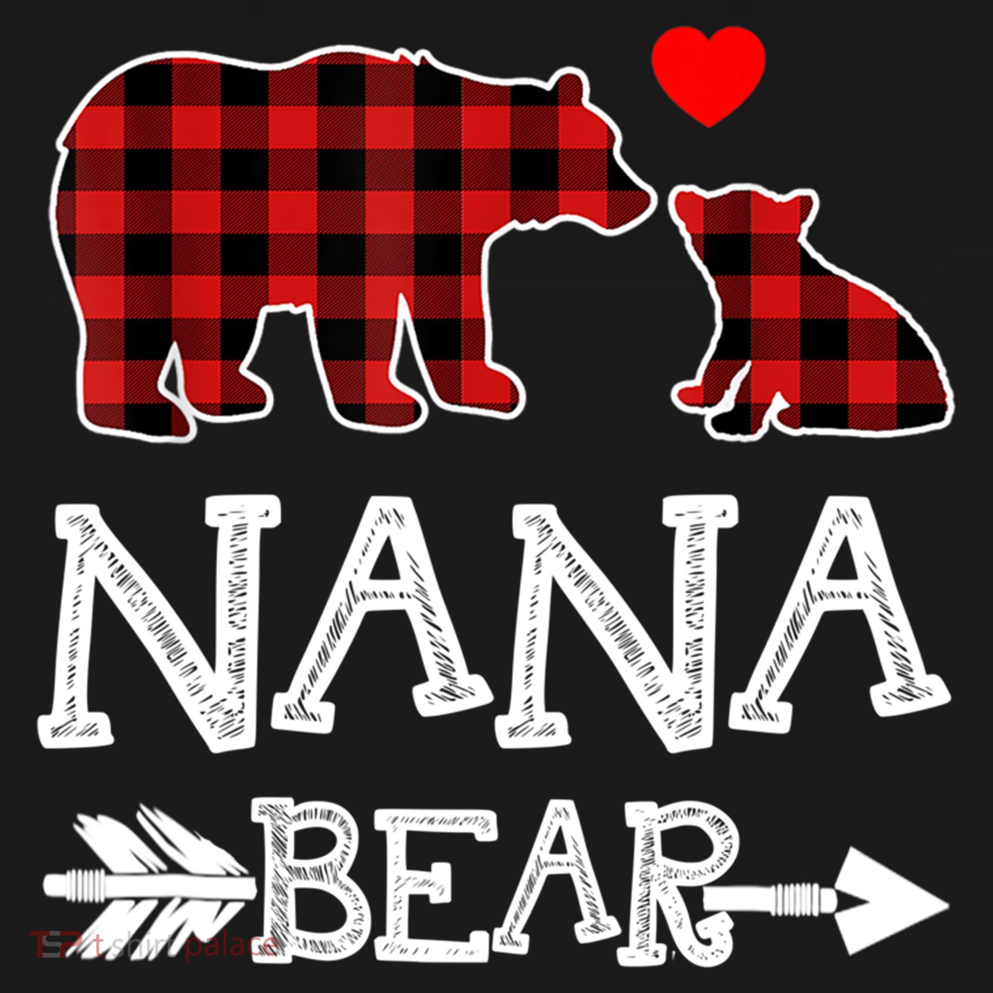Nana Bear Gift Red Buffalo Plaid Grandma Bear Pajama Funny Gift Women's Hoodie