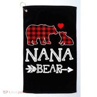 Nana Bear Gift Red Buffalo Plaid Grandma Bear Pajama Funny Gift Golf Towel thumb 0
