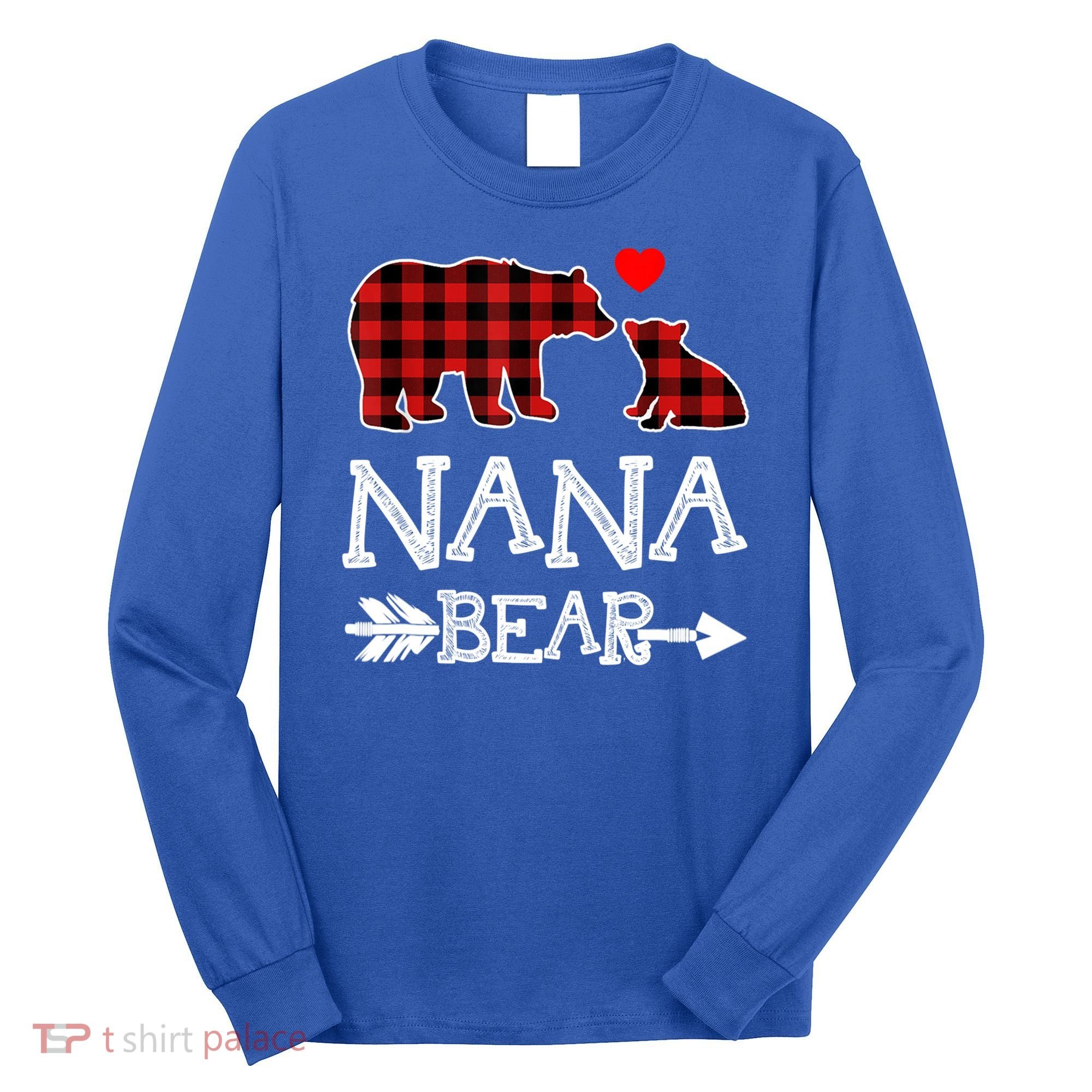Nana Bear Gift Red Buffalo Plaid Grandma Bear Pajama Funny Gift Long Sleeve Shirt