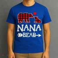 Nana Bear Gift Red Buffalo Plaid Grandma Bear Pajama Funny Gift T-Shirt thumb 3