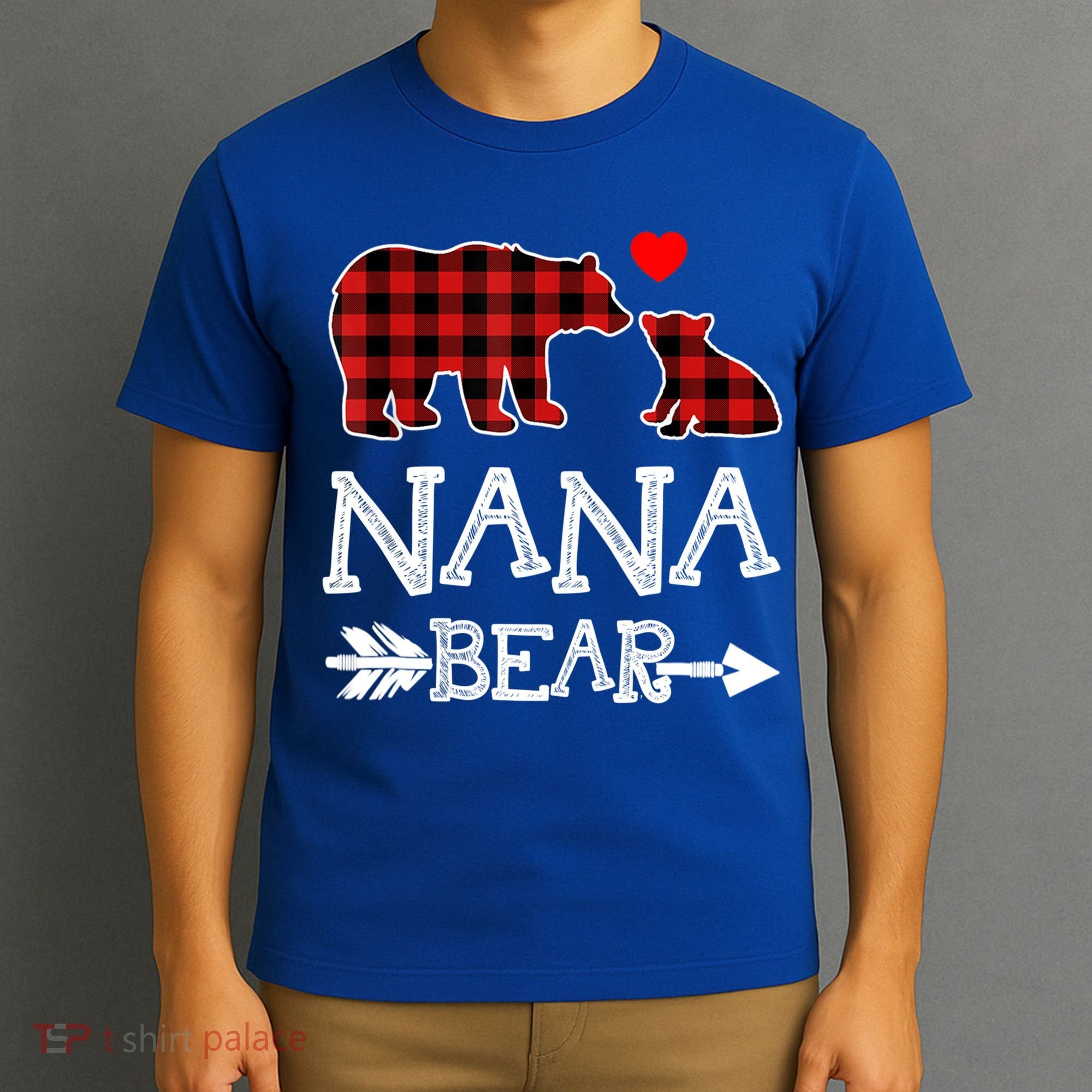 Nana Bear Gift Red Buffalo Plaid Grandma Bear Pajama Funny Gift T-Shirt