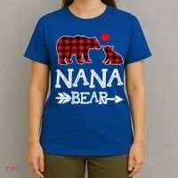 Nana Bear Gift Red Buffalo Plaid Grandma Bear Pajama Funny Gift T-Shirt thumb 4