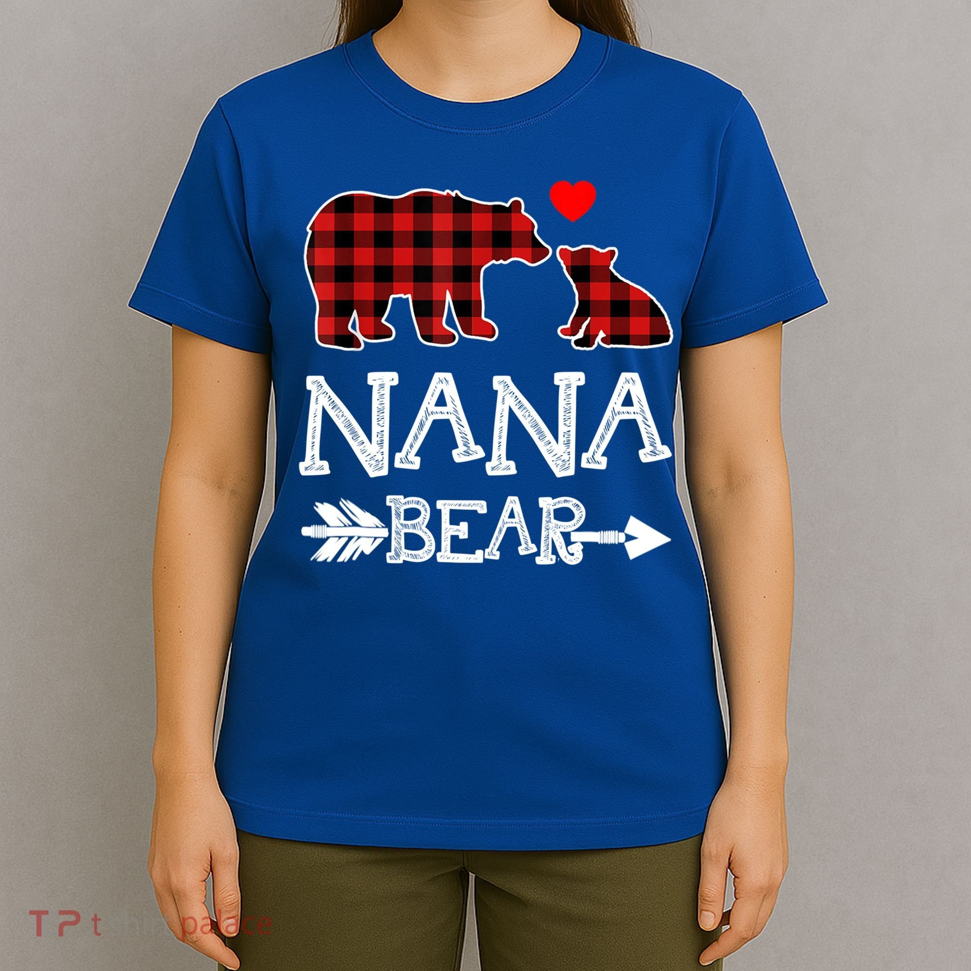 Nana Bear Gift Red Buffalo Plaid Grandma Bear Pajama Funny Gift T-Shirt