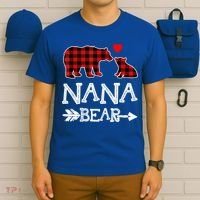 Nana Bear Gift Red Buffalo Plaid Grandma Bear Pajama Funny Gift T-Shirt thumb 6