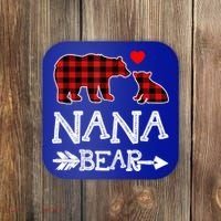 Nana Bear Gift Red Buffalo Plaid Grandma Bear Pajama Funny Gift Coaster thumb 0