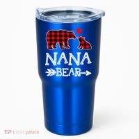 Nana Bear Gift Red Buffalo Plaid Grandma Bear Pajama Funny Gift Tumbler thumb 0