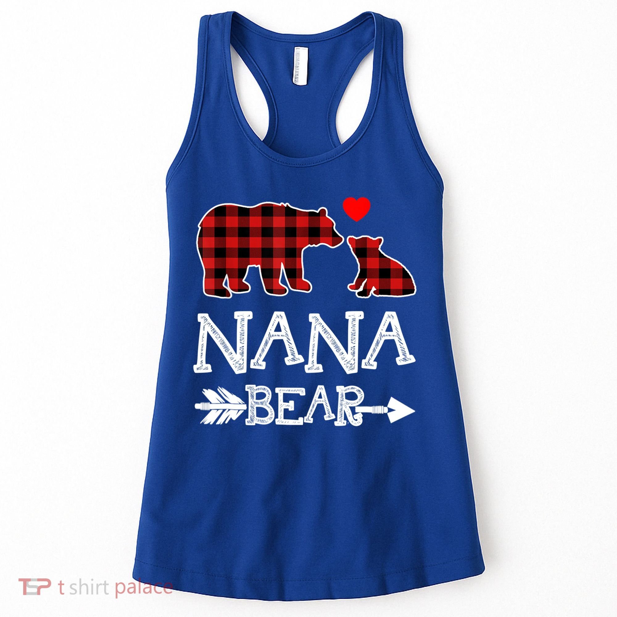 Nana Bear Gift Red Buffalo Plaid Grandma Bear Pajama Funny Gift Women's Tank Top