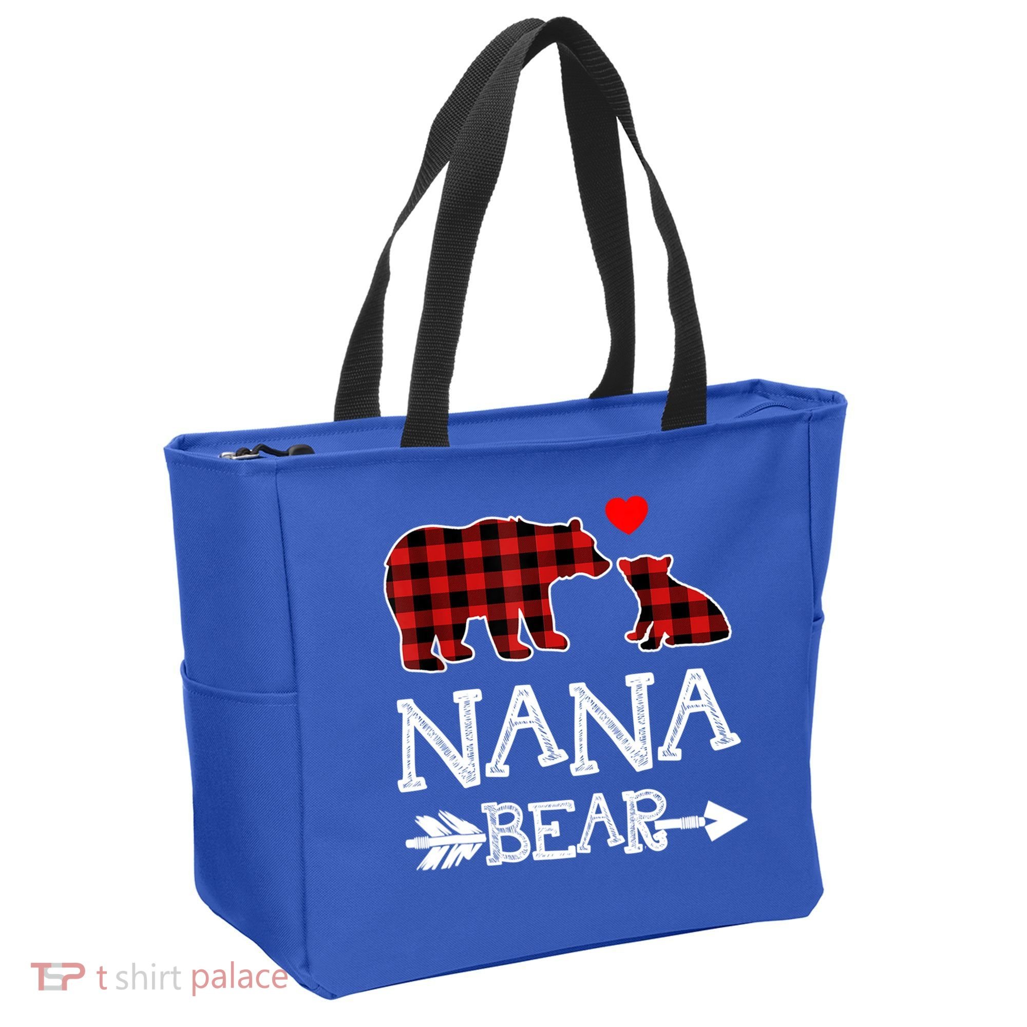 Nana Bear Gift Red Buffalo Plaid Grandma Bear Pajama Funny Gift Tote Bag