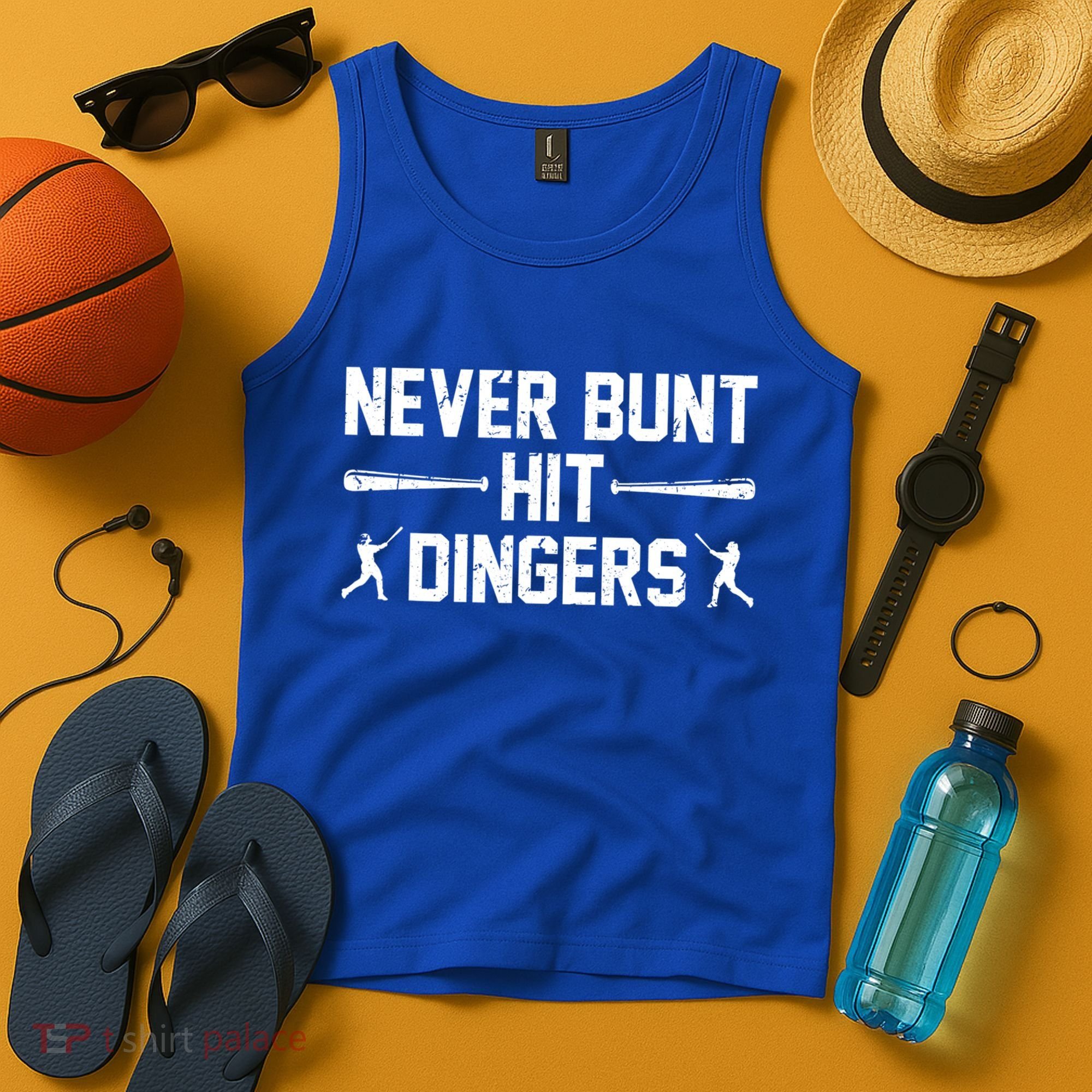 Never Bunt Hit Dingers Cool Gift Funny Baseball Cute Gift Tank Top