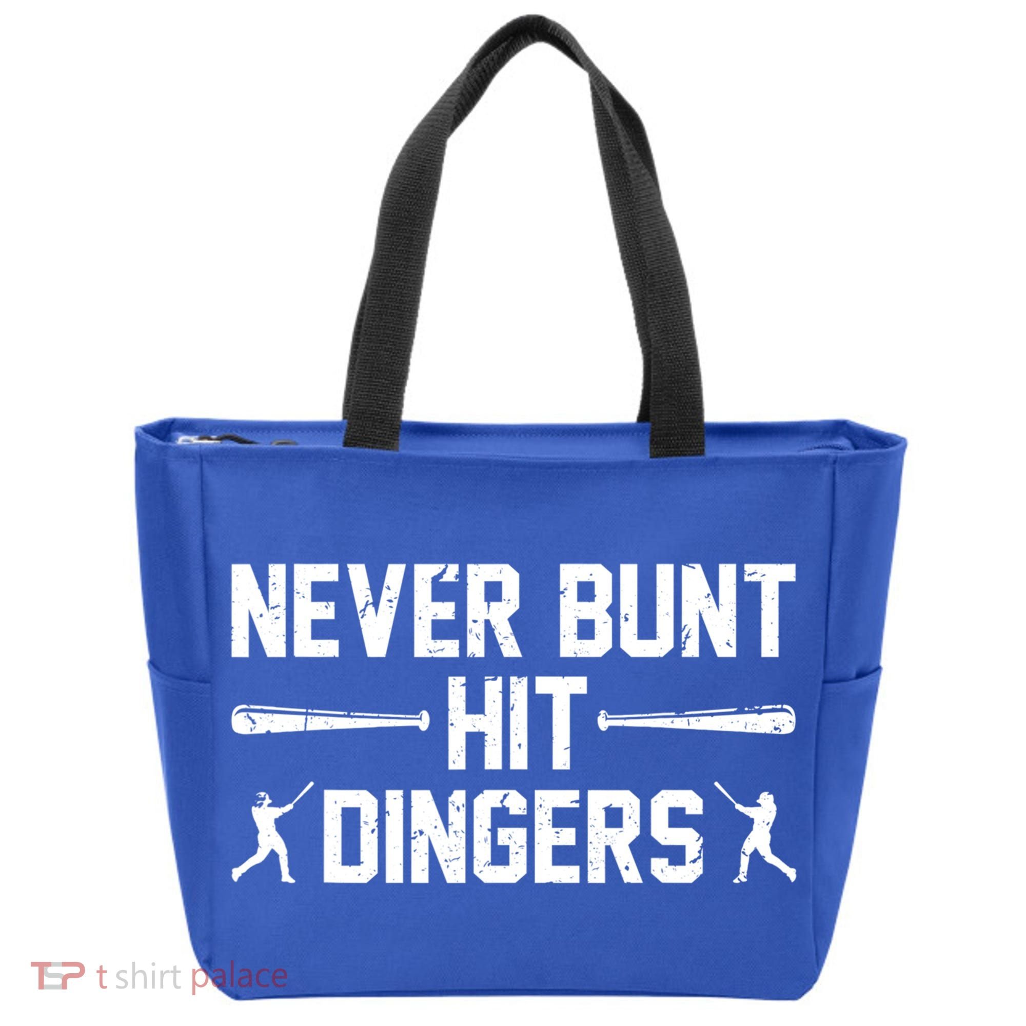 Never Bunt Hit Dingers Cool Gift Funny Baseball Cute Gift Tote Bag
