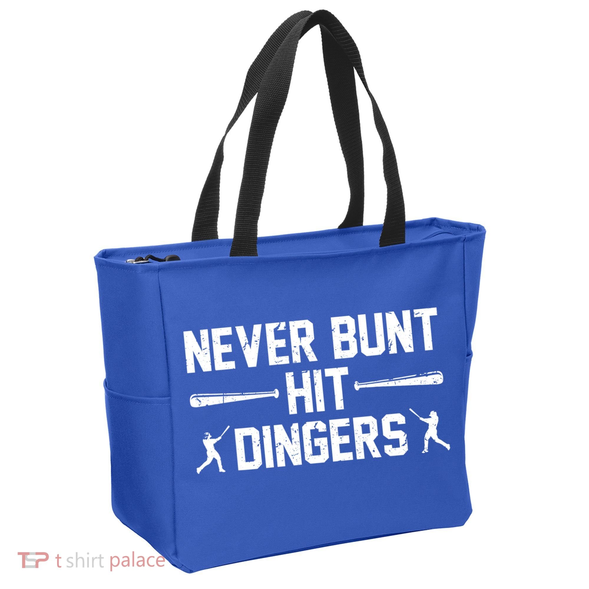 Never Bunt Hit Dingers Cool Gift Funny Baseball Cute Gift Tote Bag