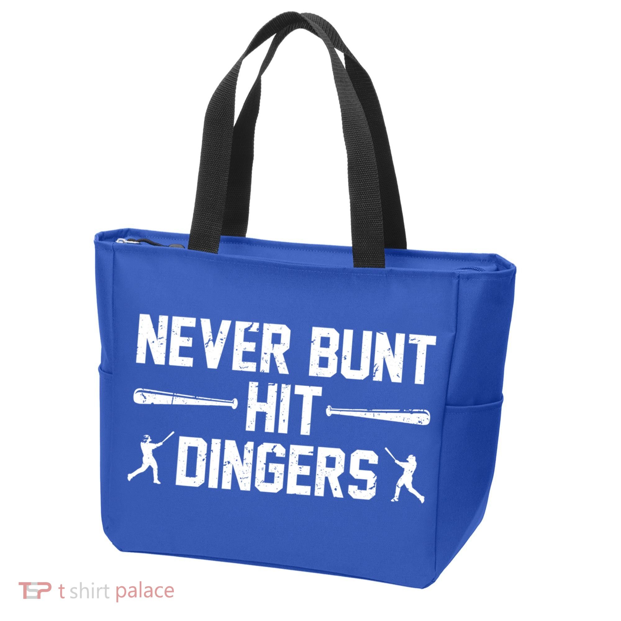 Never Bunt Hit Dingers Cool Gift Funny Baseball Cute Gift Tote Bag