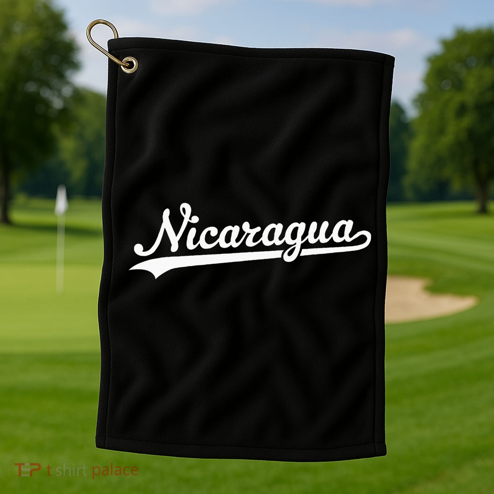 Nicaragua Baseball Jersey Script With Swoosh Golf Towel