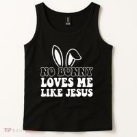 No Bunny Loves Me Like Jesus Cute Easter Tank Top thumb 2