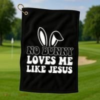 No Bunny Loves Me Like Jesus Cute Easter Golf Towel thumb 1