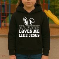No Bunny Loves Me Like Jesus Cute Easter Kids Hoodie thumb 3