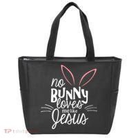 No Bunny Loves Me Like Jesus Easter Tote Bag thumb 0