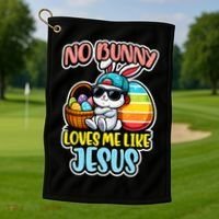 No Bunny Loves Me Like Jesus Golf Towel thumb 1