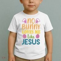 No Bunny Loves Me Like Jesus Easter Holiday Toddler T-Shirt thumb 2