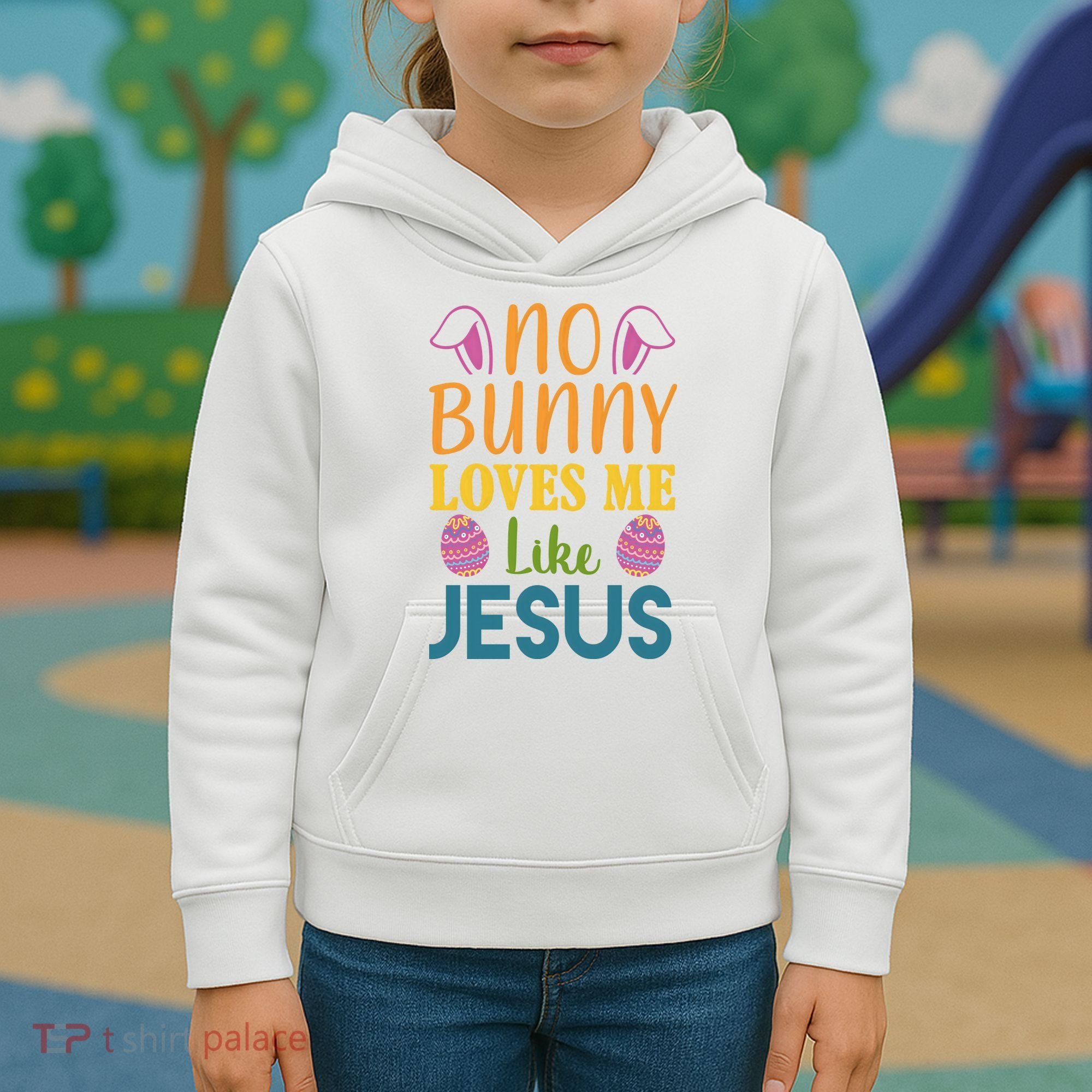 No Bunny Loves Me Like Jesus Easter Holiday Kids Hoodie