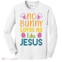 No Bunny Loves Me Like Jesus Easter Holiday Kids Long Sleeve Shirt thumb 0