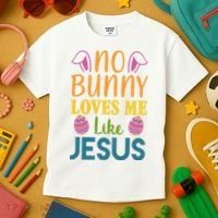 No Bunny Loves Me Like Jesus Easter Holiday Kids T-Shirt thumb 3