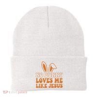 No Bunny Loves Me Like Jesus Easter Bunny Beanie thumb 0