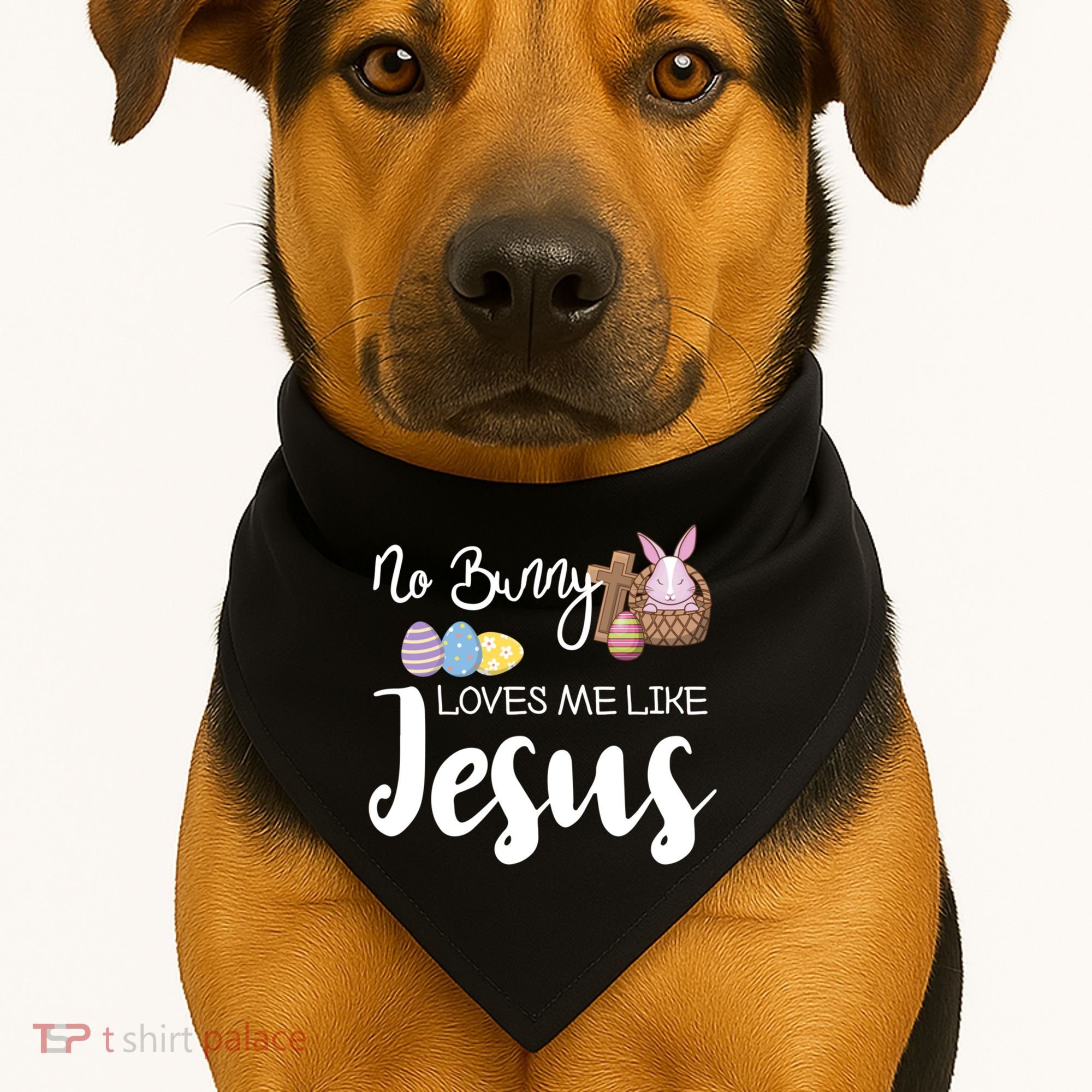 No Bunny Loves Me Like Jesus Easter Christian Graphic Gift USA-Made Doggie Bandana