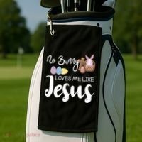 No Bunny Loves Me Like Jesus Easter Christian Graphic Gift Golf Towel thumb 2