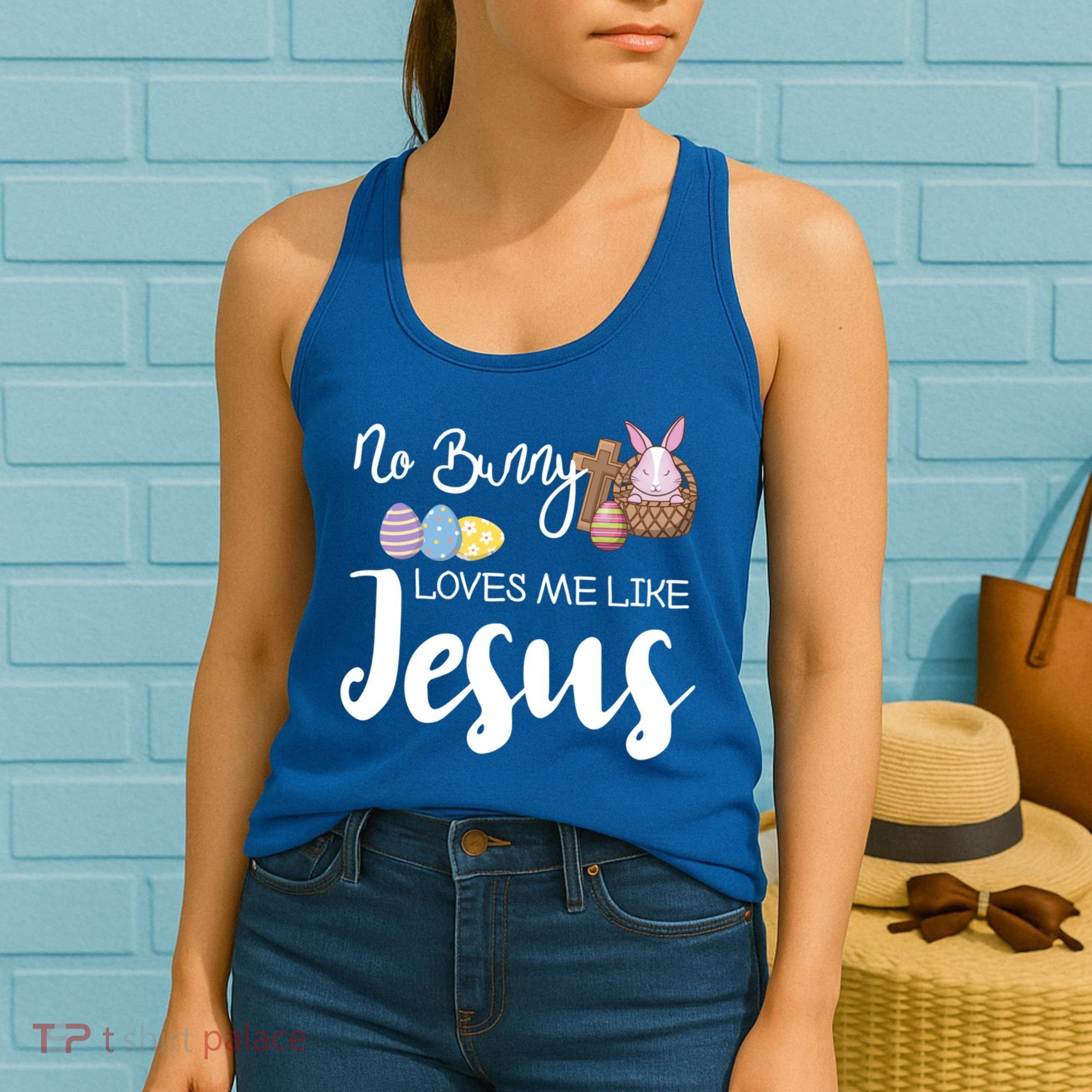 No Bunny Loves Me Like Jesus Easter Christian Graphic Gift Women's Tank Top
