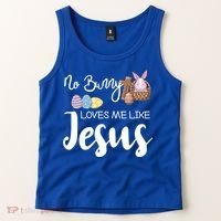 No Bunny Loves Me Like Jesus Easter Christian Graphic Gift Tank Top thumb 2
