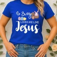 No Bunny Loves Me Like Jesus Easter Christian Graphic Gift Women's T-Shirt thumb 2