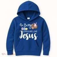 No Bunny Loves Me Like Jesus Easter Christian Graphic Gift Kids Hoodie thumb 0
