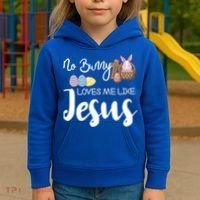 No Bunny Loves Me Like Jesus Easter Christian Graphic Gift Kids Hoodie thumb 3