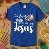 No Bunny Loves Me Like Jesus Easter Christian Graphic Gift Kids T-Shirt thumb 3