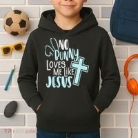 No Bunny Loves Me Like Jesus, Christian Easter Resurrection Kids Hoodie thumb 2