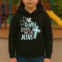 No Bunny Loves Me Like Jesus, Christian Easter Resurrection Kids Hoodie thumb 3