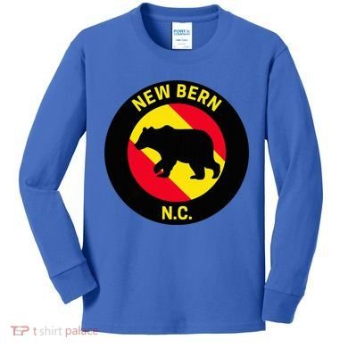 New Bern North Carolina Bear Kids Long Sleeve Shirt