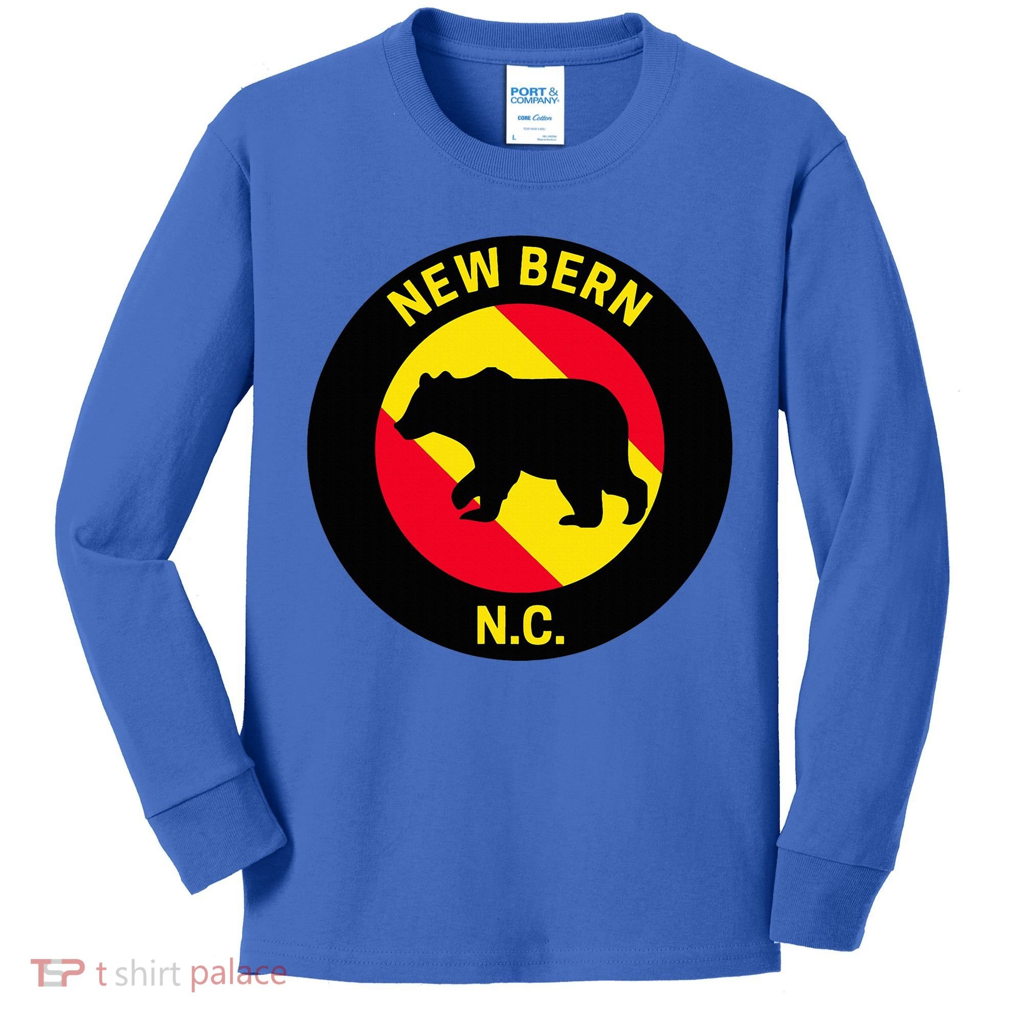 New Bern North Carolina Bear Kids Long Sleeve Shirt