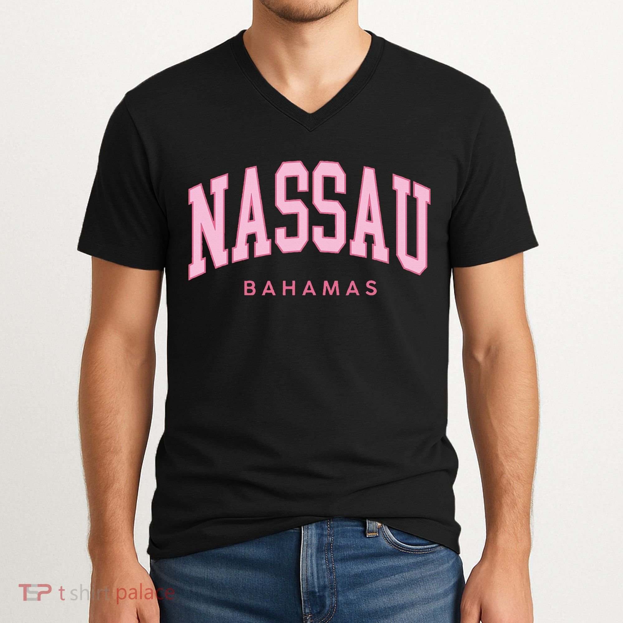 Nassau Bahamas Preppy Retro Throwback Souvenir V-Neck T-Shirt