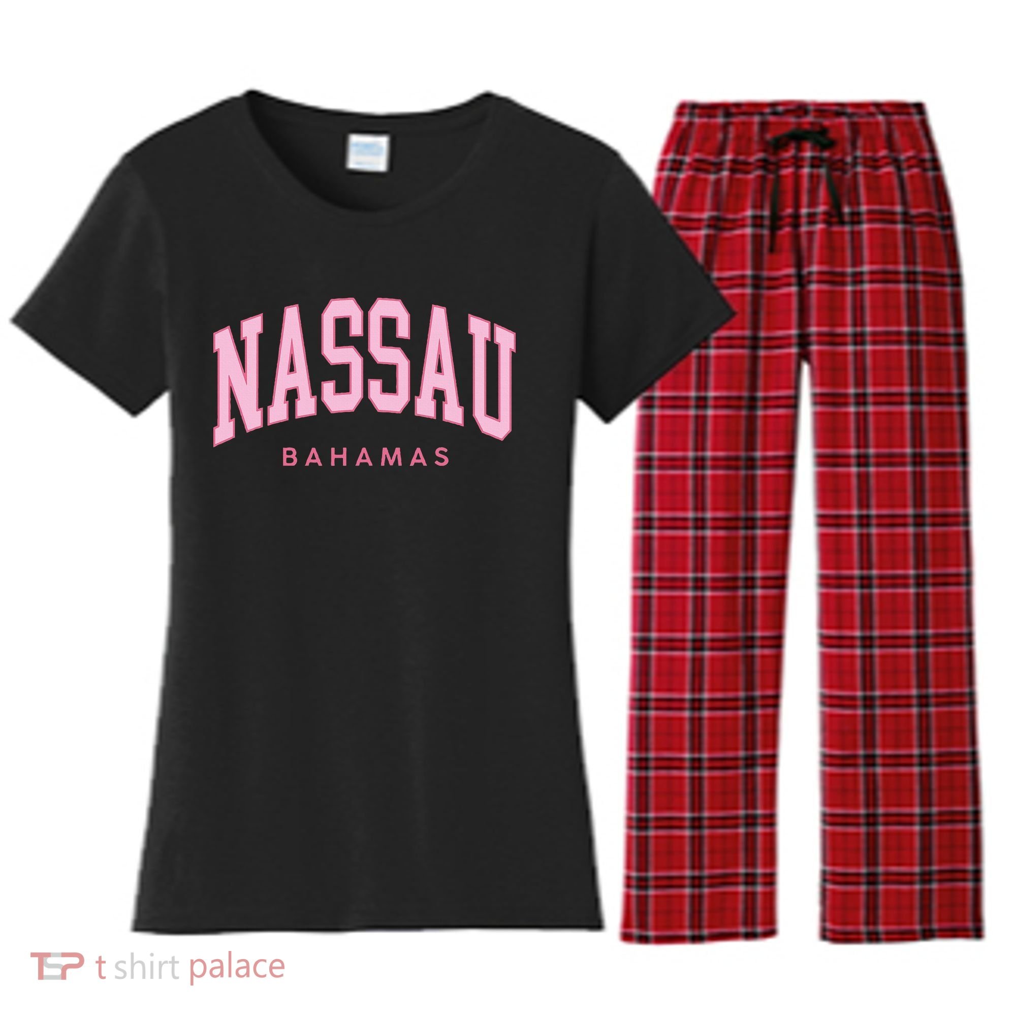 Nassau Bahamas Preppy Retro Throwback Souvenir Women's Flannel Pajama Set