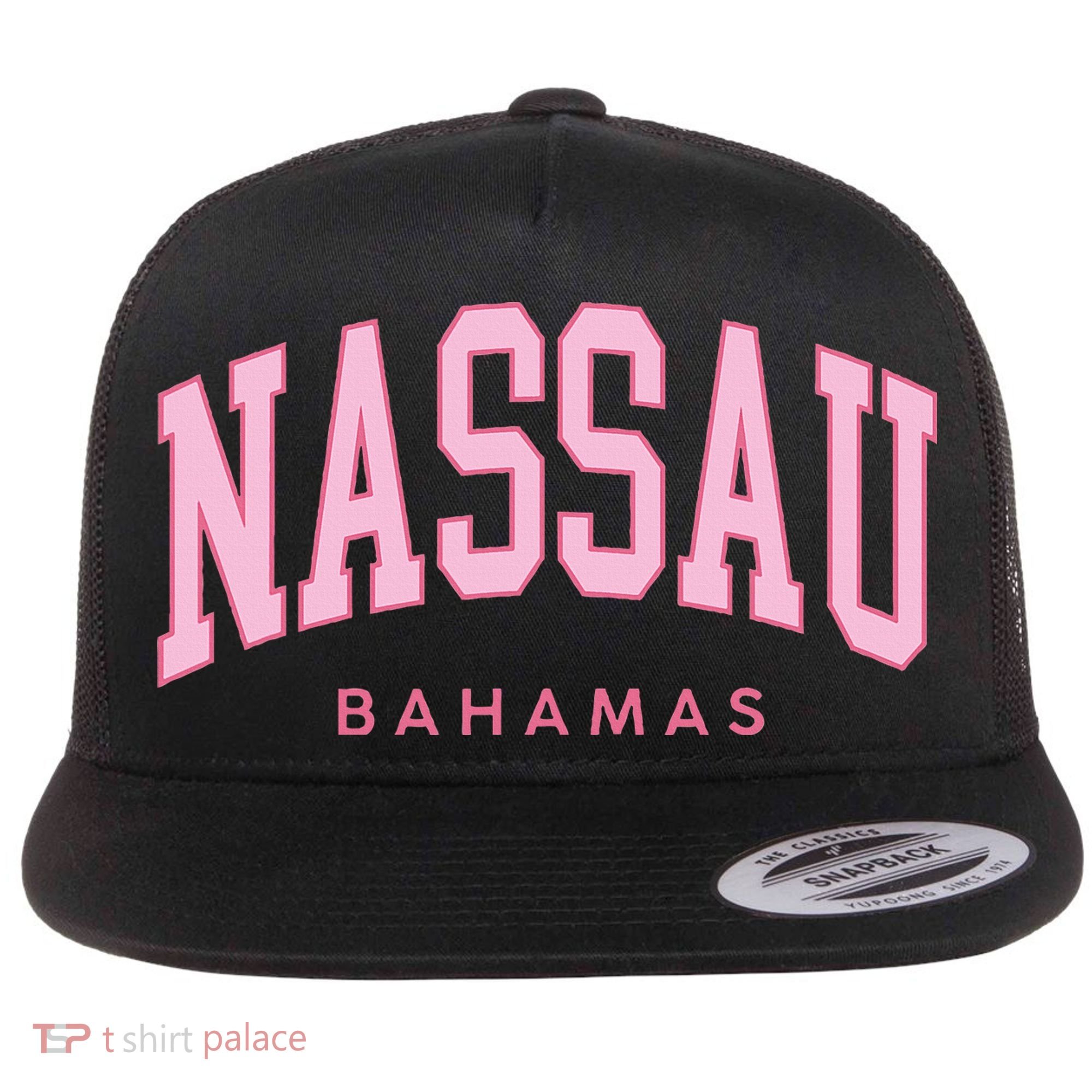 Nassau Bahamas Preppy Retro Throwback Souvenir Flat Bill Trucker Hat