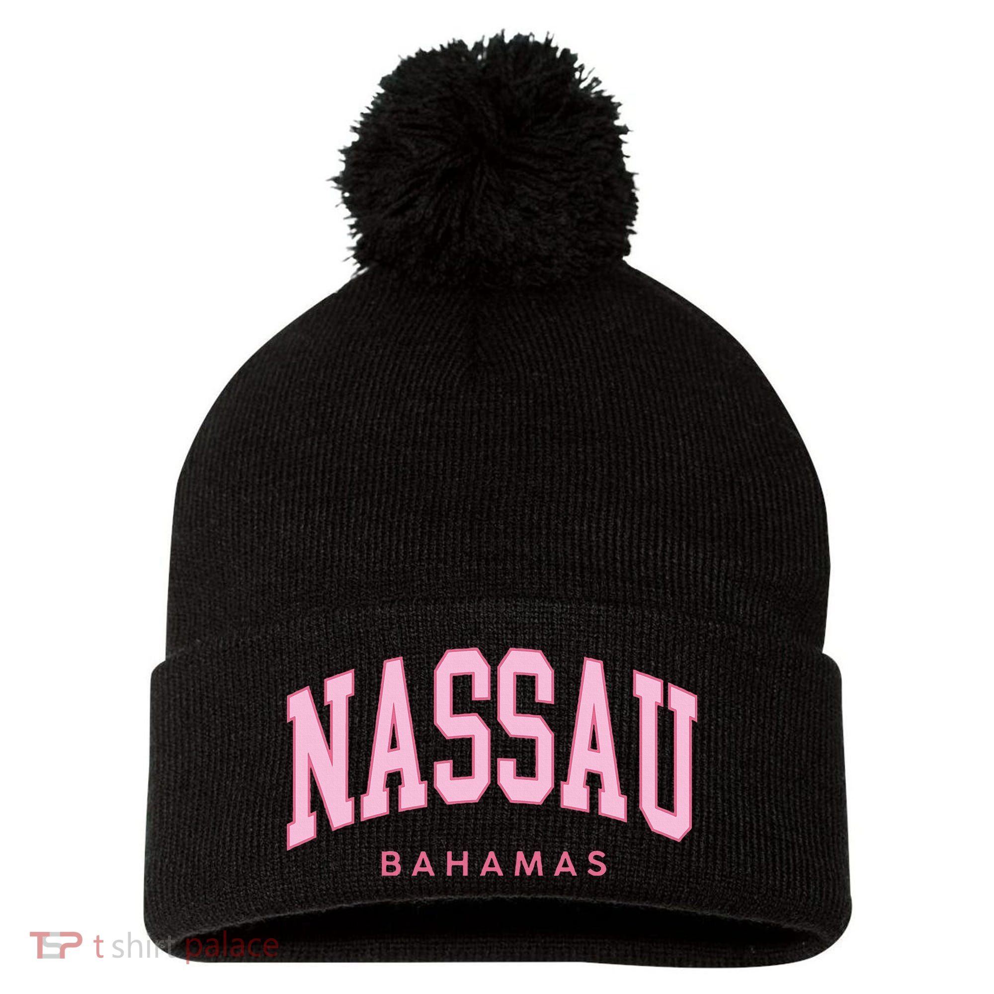 Nassau Bahamas Preppy Retro Throwback Souvenir Pom Pom 12in Knit Beanie