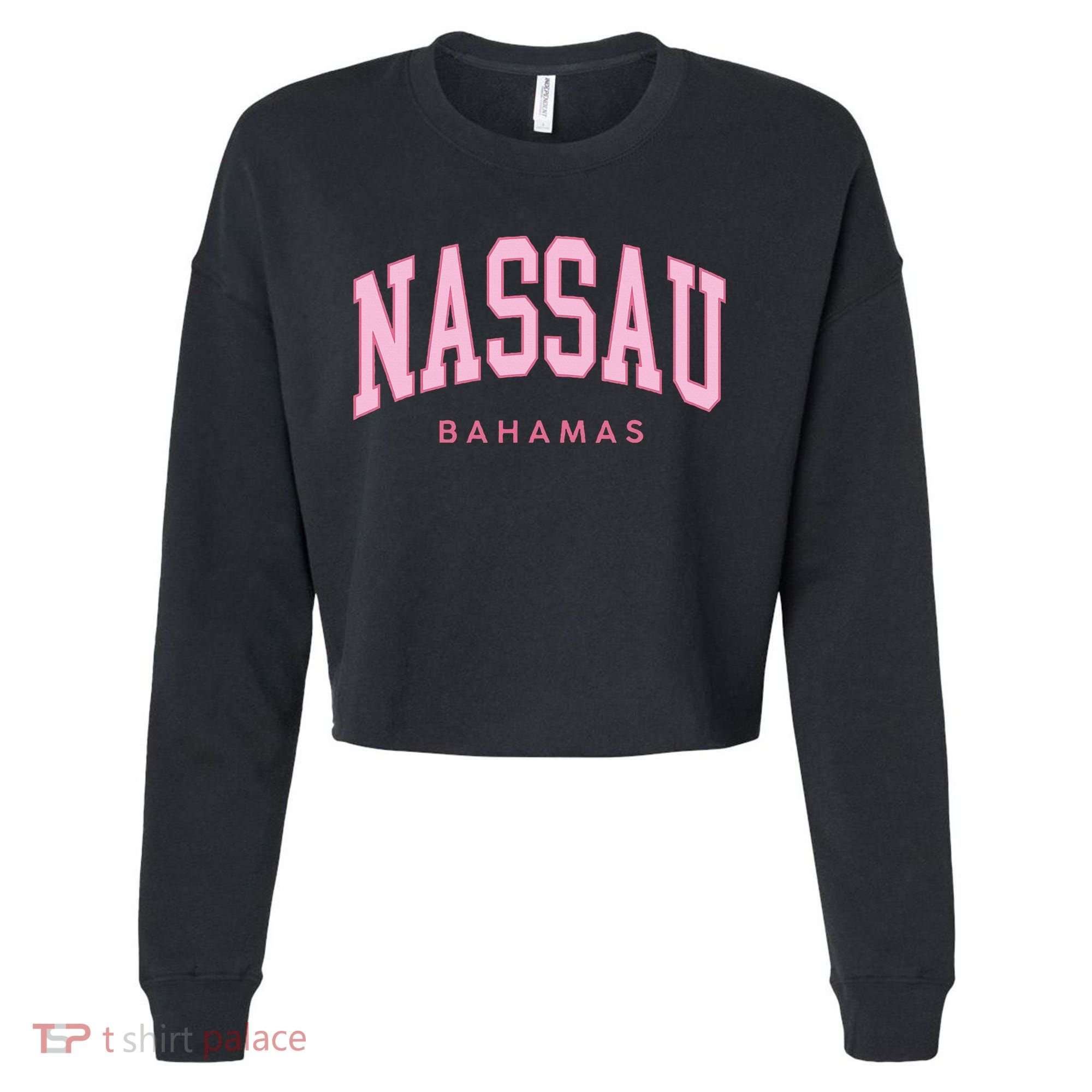 Nassau Bahamas Preppy Retro Throwback Souvenir Cropped Pullover Crew