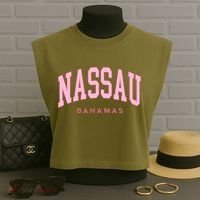 Nassau Bahamas Preppy Retro Throwback Souvenir Garment-Dyed Women's Muscle Tee thumb 3
