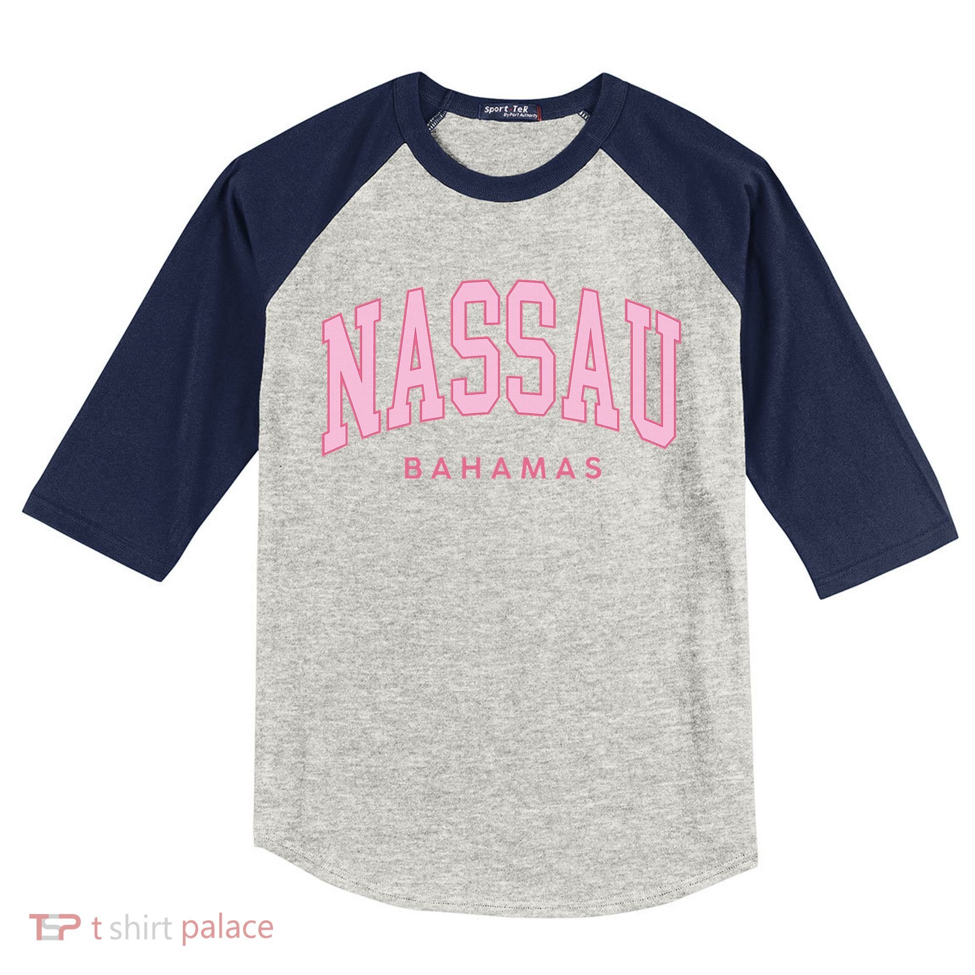 Nassau Bahamas Preppy Retro Throwback Souvenir Kids Colorblock Raglan Jersey
