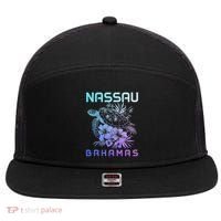 Nassau Bahamas Sea Turtle Diving Surfer Souvenir 7 Panel Mesh Trucker Snapback Hat thumb 0