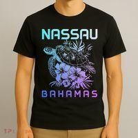 Nassau Bahamas Sea Turtle Diving Surfer Souvenir T-Shirt thumb 3